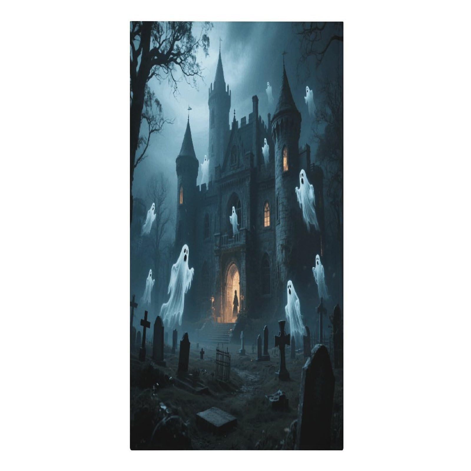 VstaDank Ghost Castle Beach Towel Vacation Essentials Sand Free Soft Quick Dry Swim Towels 61"x30" Modern Extra Large Towels Lightweight Microfiber Beach Towel for Swimming Pool