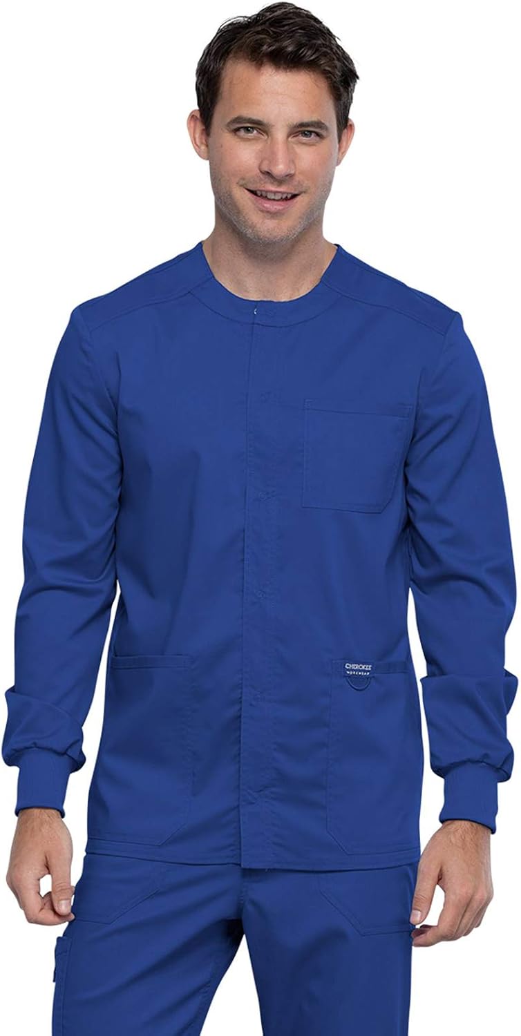 Cherokee Men Warm Up Scrubs Jacket Workwear Revolution Snap Front WW380