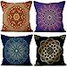 Aoihrraan Poszewki na poduszki 41 x 41 cm, fioletowe, niebieskie, czarne, boheme, poszewki na poduszki, dekoracyjne, kwadratowe, lniane poszewki na poduszki z niewidocznym zamkiem błyskawicznym, na sofę, do samochodu, sypialni, 4 sztuki
