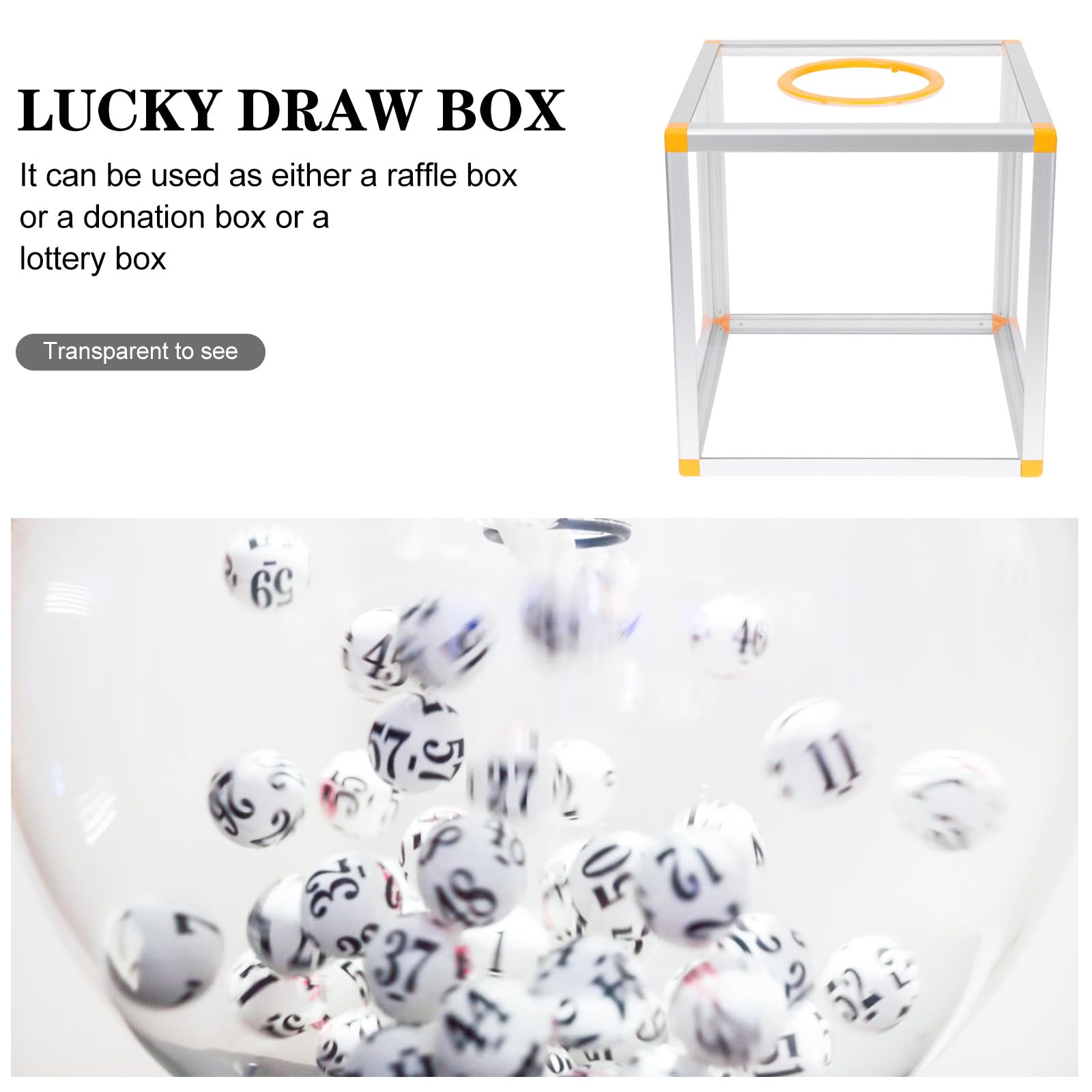 PRETYZOOM Caja de Rifa Empresarial Roja Transparente 25x25x25 Cm para Donaciones y Fiestas, Contenedor Cúbico Multifuncional para Sorteo y Eventos