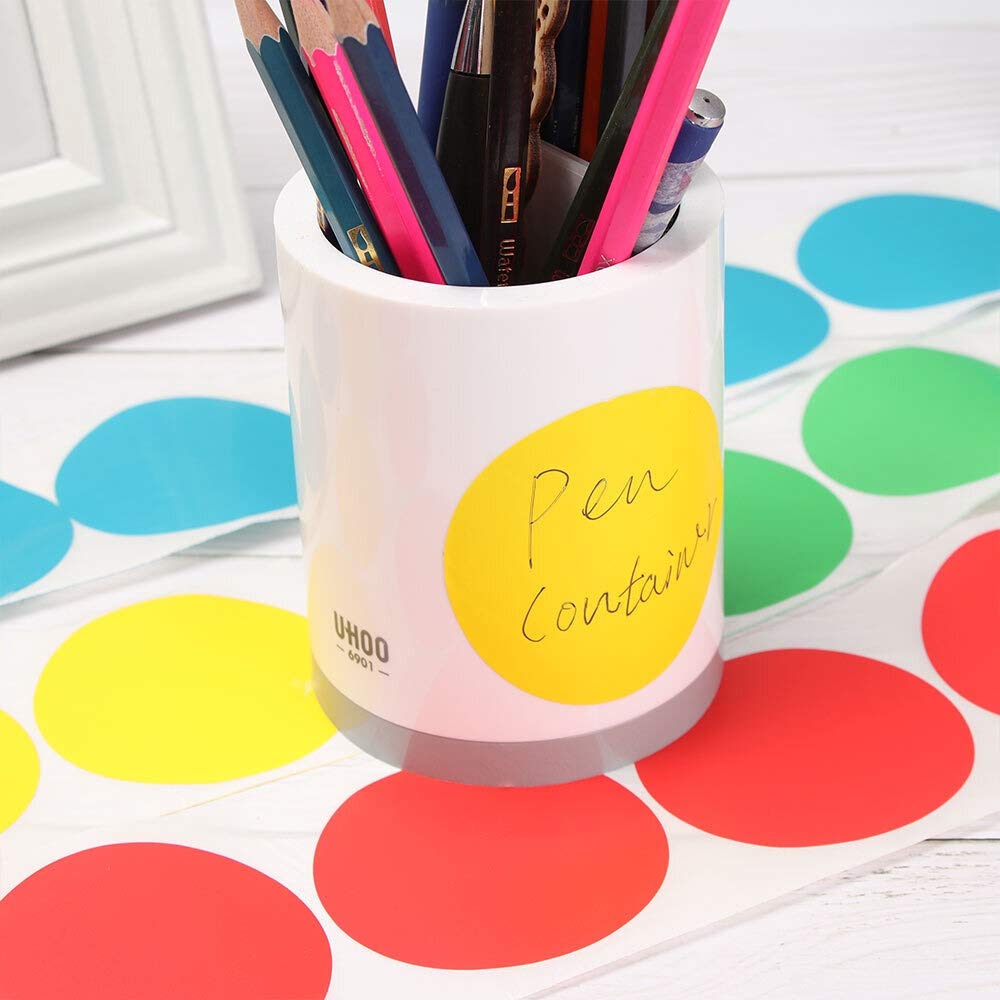 500Pcs colorati/Roll rotonda Dot Sticker Chroma Etichetta modifica in bianco Codice colore Etichette adesivi Pacchetto etichette di carta Cancelleria(Rot)