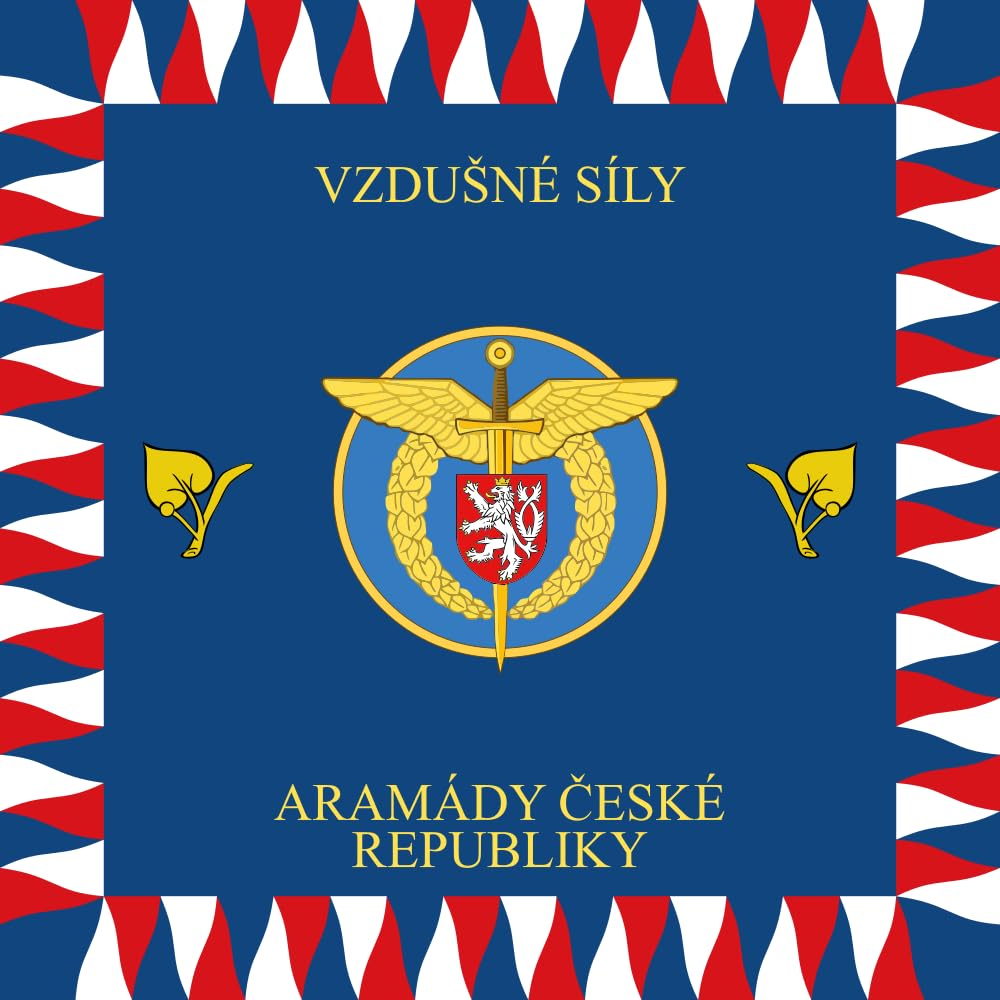 Drapeau Czech Air Force grand format 1.35m² aux finitions soignées et couleurs vives
