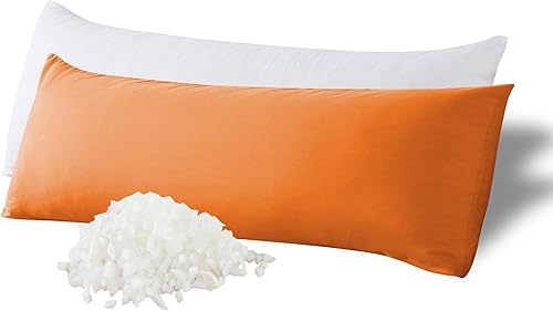 WhatsBedding Almohada corporal de espuma viscoelástica con funda de algodón transpirable con cremallera, almohada de cuerpo completo para adultos,