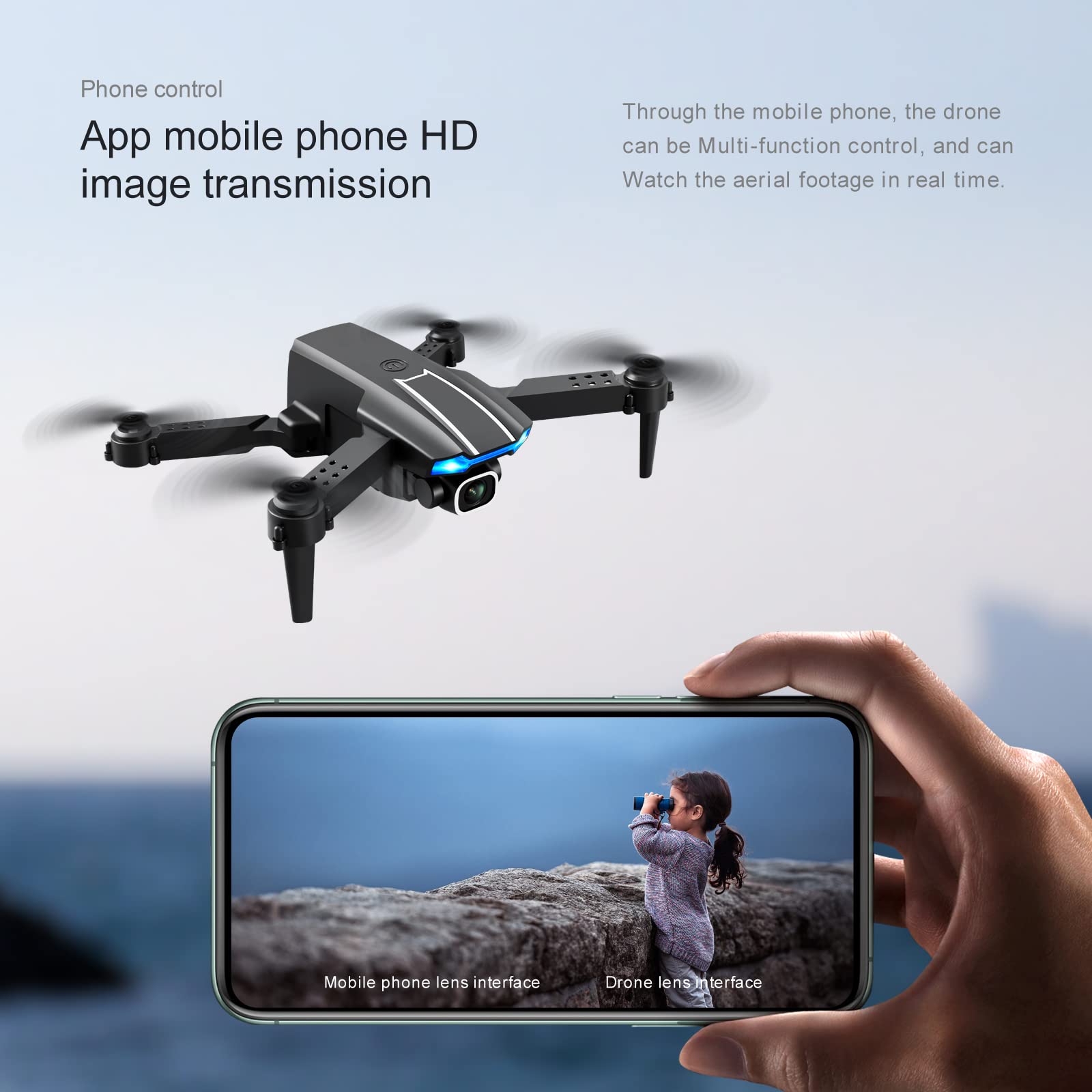 Droni Pieghevoli con Fotocamera 4K, quadrirotore RC per Adulti, Video Live FPV, Mantenimento dell'altitudine, decollo a Una Chiave per Bambini o Principianti con 3 batterie, modalità Senza t