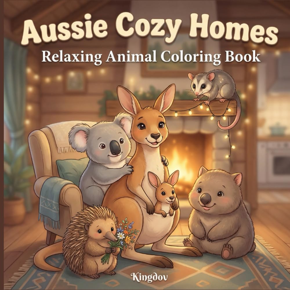 Aussie Cozy Homes: A Relaxing Australian Animal Coloring Book with 50 Heartwarming Cottage Scenes for Adults & Teens (Cuzy Coloring Books Collection)