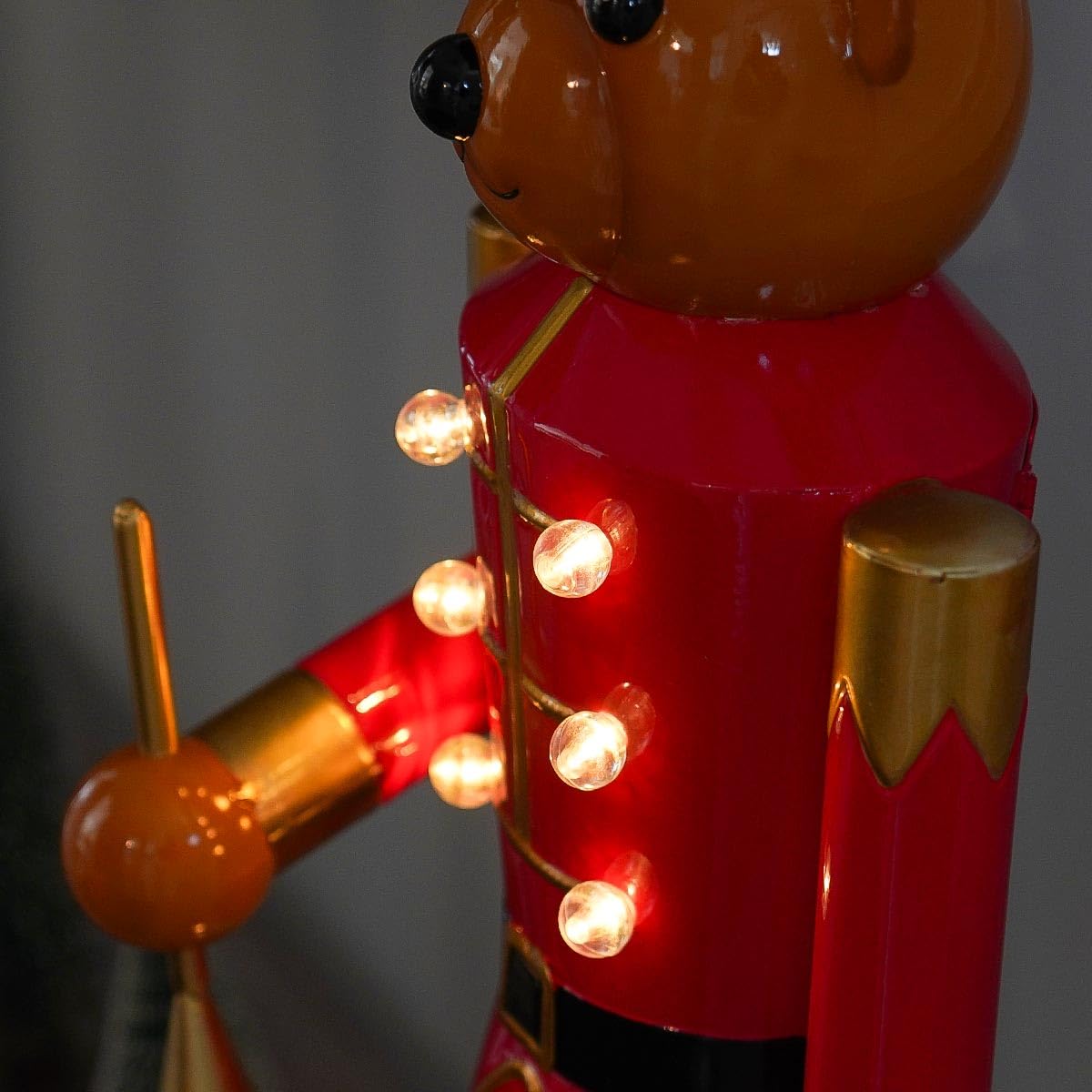 Festive Lights Figurine de Noël en métal peinte à la main avec LED Rouge/blanc 80 cm, Décoration Noel