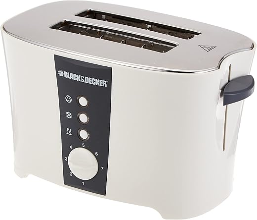 Black+Decker ET122 800-Watt 2-Slice Pop-Up Toaster | Cool Touch Body | Browning Control with 7 levels | Easy Cleaning | 2-Year Warranty-(White)