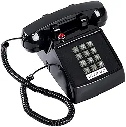 Telefone fixo retrô tradicional (indicador de toque), aparelho auditivo analógico clássico 2500 para idosos, telefone de mesa vintage com fio para botão grande de telefone fixo, telefone