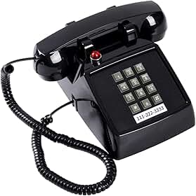 HTMengt Telefone fixo retrô tradicional (indicador de toque), aparelho auditivo analógico clássico 2500 para idosos, telefone de mesa vintage com fio para botão grande de telefone fixo, telefone