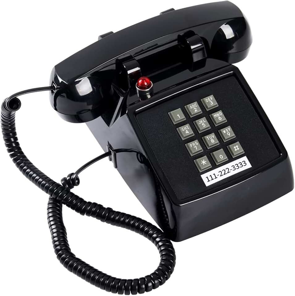 HTMengt Telefone fixo retrô tradicional (indicador de toque), aparelho auditivo analógico clássico 2500 para idosos, telefone de mesa vintage com fio para botão grande de telefone fixo, telefone