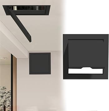 Gray Ceiling Access Panel Hatch Door for Drywall, 300x300 310x310 360x360 500x500 600x600mm Push to Open Loft Hatch, Outdoor Plumbing Access Box for TileBlack,200x200mm/7.9x7.9in