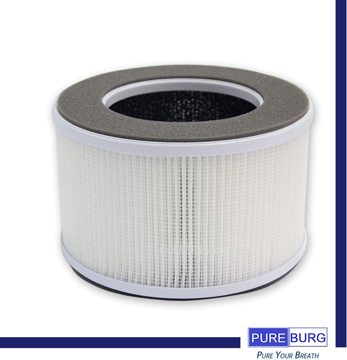 PUREBURG Replacement Filter Compatible With hOmeLabs 3-in-1 Compact Air Purifiers HME020020N, 2 Pack H13 True HEPA Activated Carbon 3-Stage Filtration