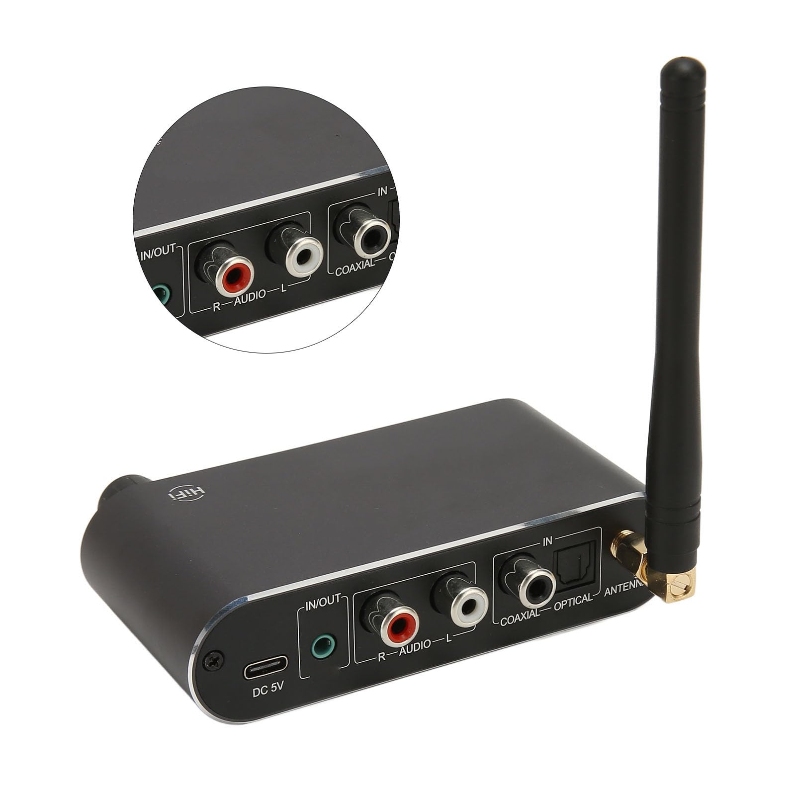 Bluetooth 5.1 Sender Empfänger, Kabelloser Audio Adapter Sender Empfänger, Glasfaser Koaxial HiFi Audio Adapter für Fernseher, Computer, Heim Stereoanlage, Kopfhörer