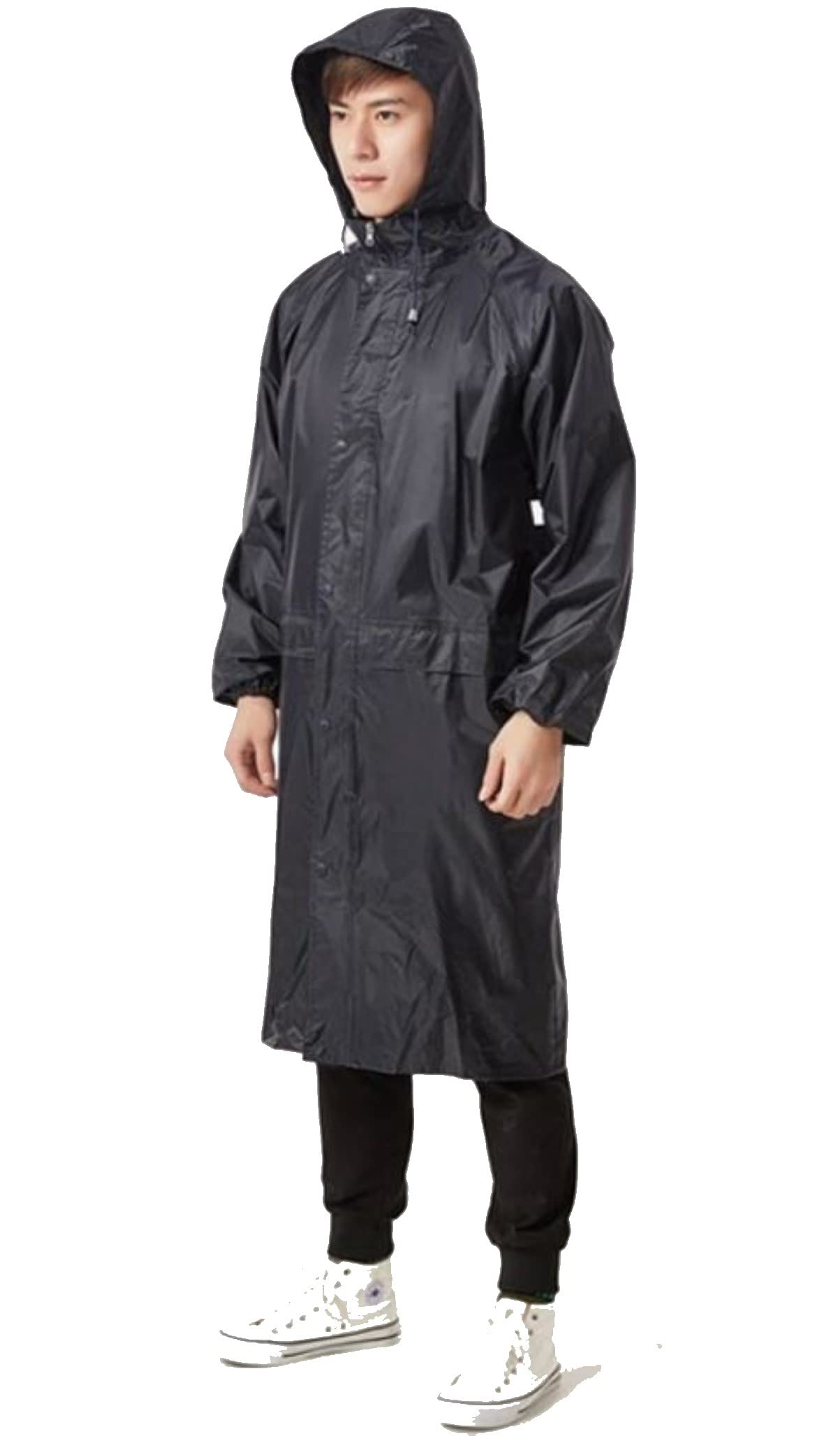 Men's Polyester Long RainCoat Pocho with Adjustable Cap and Cover-image-21