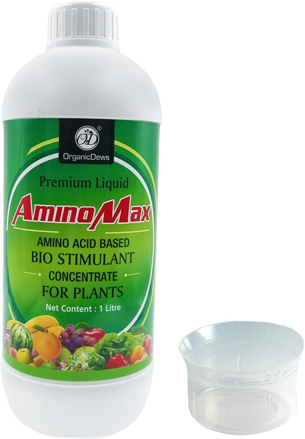 Amino Fertilizer (Plant Protein Hydrolysates) Based Bio Stimulant Concentrate For Plants 1 litre with Measuring Cup 25 ml - Plant Growth and Yield Booster 1 litre