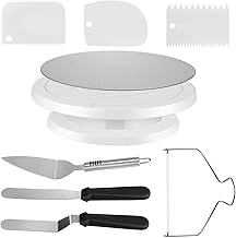 Cake Decorating Supplies - 11 Inch Rotating Cake Turntable with Cake Shovel,Cake Board,2 Angled Icing Spatulas, 3 Comb Icing Smoother, Cake Leveler