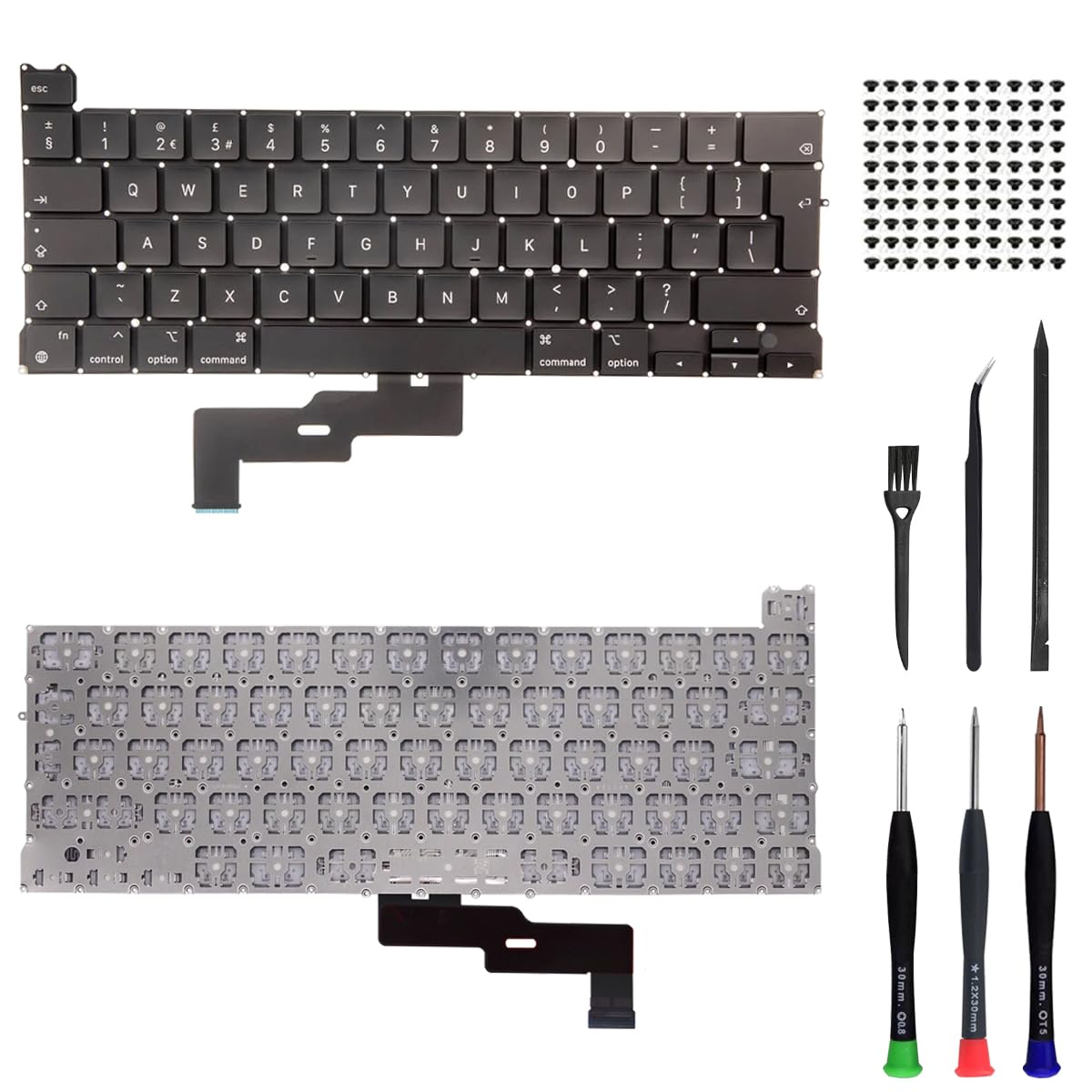 ZHUROUPU Replacement Keyboard UK layout for Macbook Pro 13″ with Retina A2338 Late 2020 Year (EMC 3578) with Keyboard Screws and Repair Tools, UK Standard Big Enter key keyboard Replacement