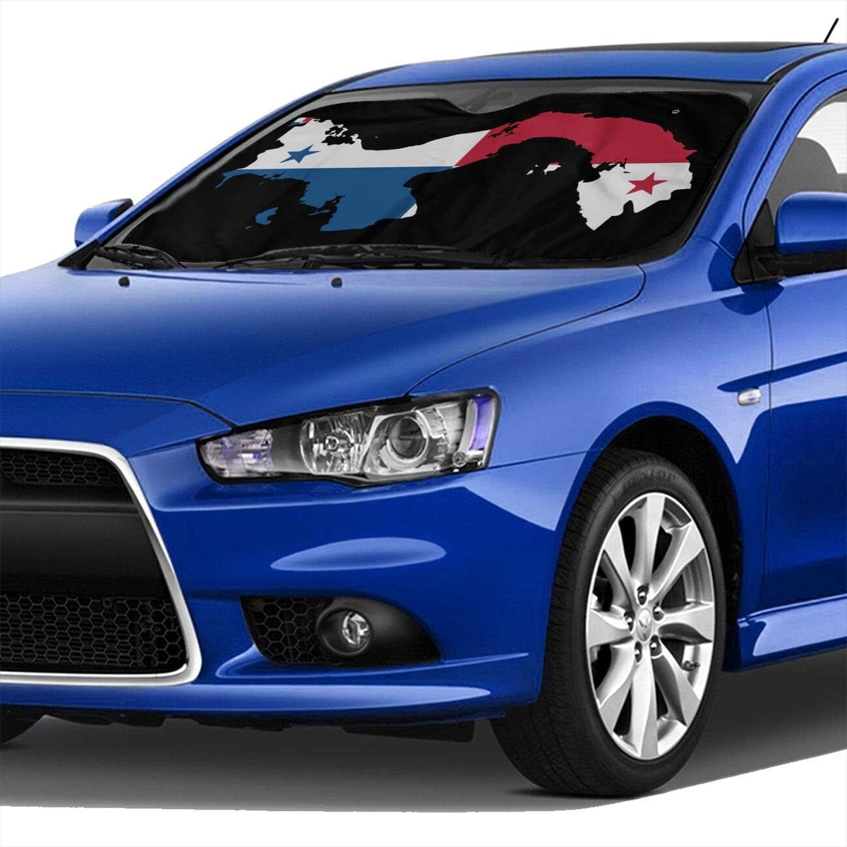 Panama Map Flag Car Windshield Sun Shade Universal Fit Car Sunshade-Keep Your Vehicle Cool UV Sun and Heat Reflector