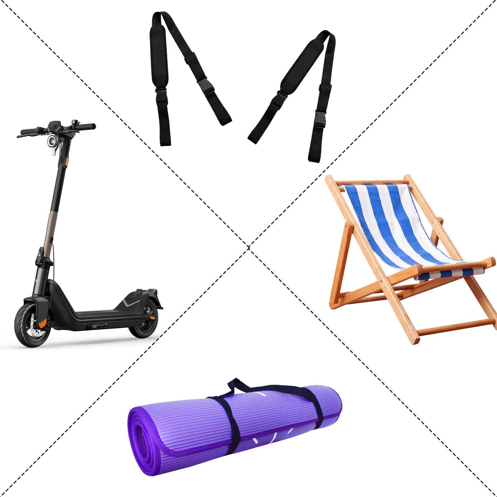Correas de transporte antideslizantes ajustables para draisianas, bicicletas y sillas plegables | Juego de 2