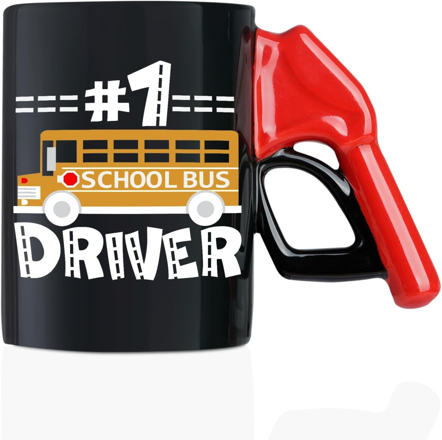 Onebttl Bus Driver Appreciation Gifts - Refueling Coffee Mug, Gift for School Bus Driver - 13.5oz/400ml Funny Ceramic Mug - #1 School Bus Driver, Black