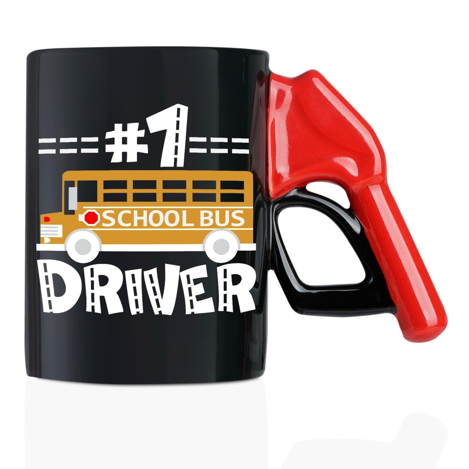 Onebttl Bus Driver Appreciation Gifts - Refueling Coffee Mug, Gift for School Bus Driver - 13.5oz/400ml Funny Ceramic Mug - #1 School Bus Driver, Black