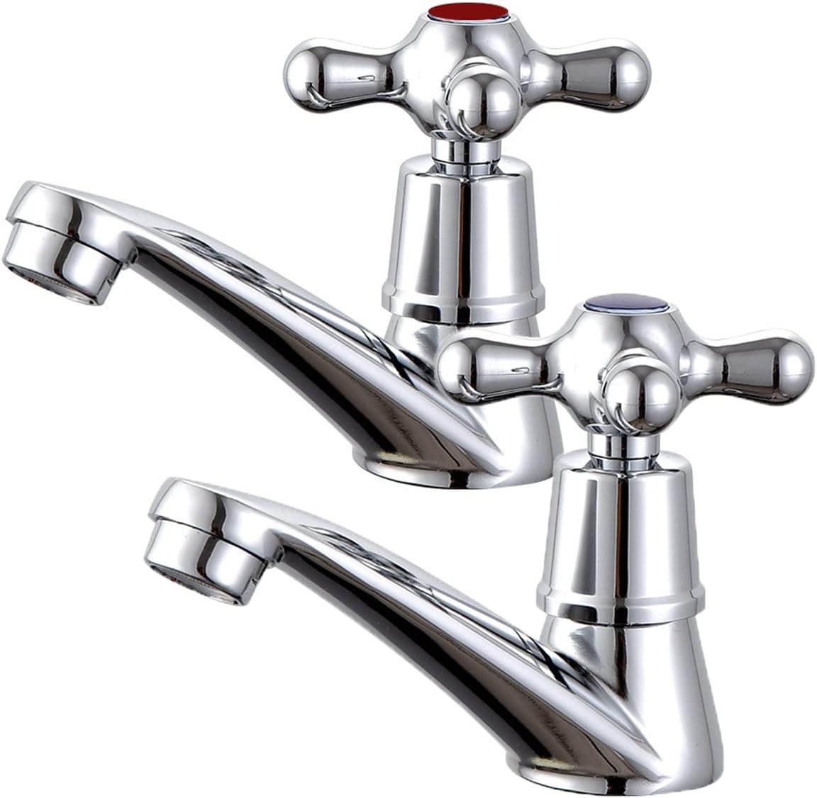 Traditional Victorian Pair of Basin Taps Bathroom Sink Taps Mixers Hot