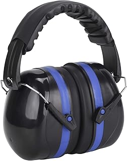Trintion Ear Defenders Folding Ear Defenders with Soft Foam Ear Cups 35db Protectors Ear Protectors for Hearing Protection, Construction, Yard Work (Black & Blue)