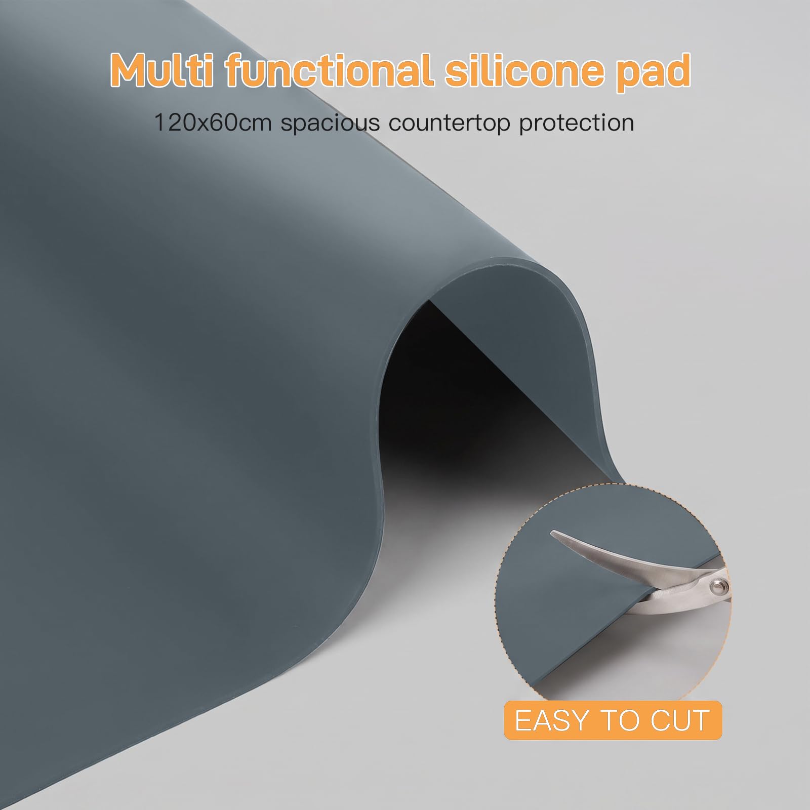 Tapete De Silicona Talla Grande, Protector Encimera 120 x 60 x 0,2 cm | Impermeable, Antideslizante y Resistente Al Calor, Ideal Para La Cocina, Se Puede Recortar Convertirse Tapetes De Cocina