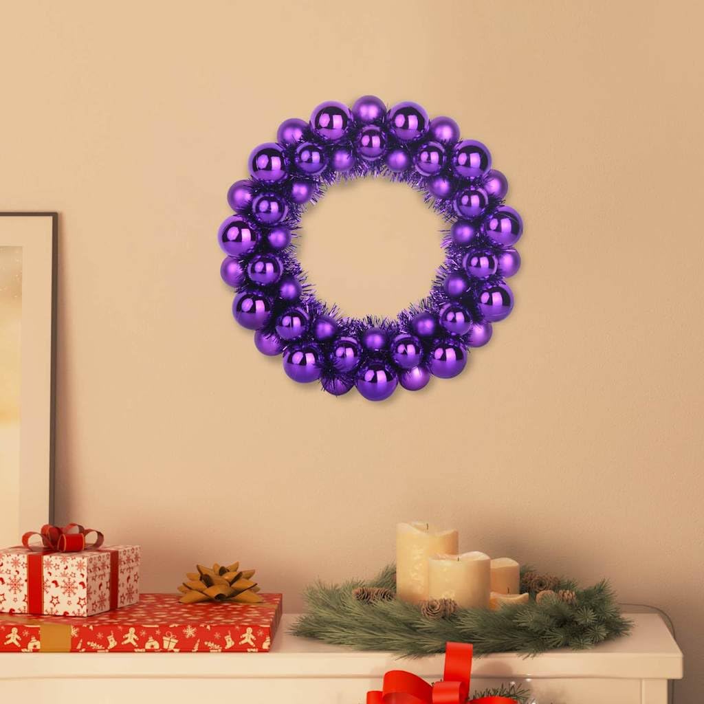 Weihnachtsballkränze lila Polystyrol 33 x 33 x 7 cm 2 Stück für Innen- und Außenbereich mit festlichem Baumschmuck und dekorativem Adventskranz für Wohnzimmer und Tannenbaum