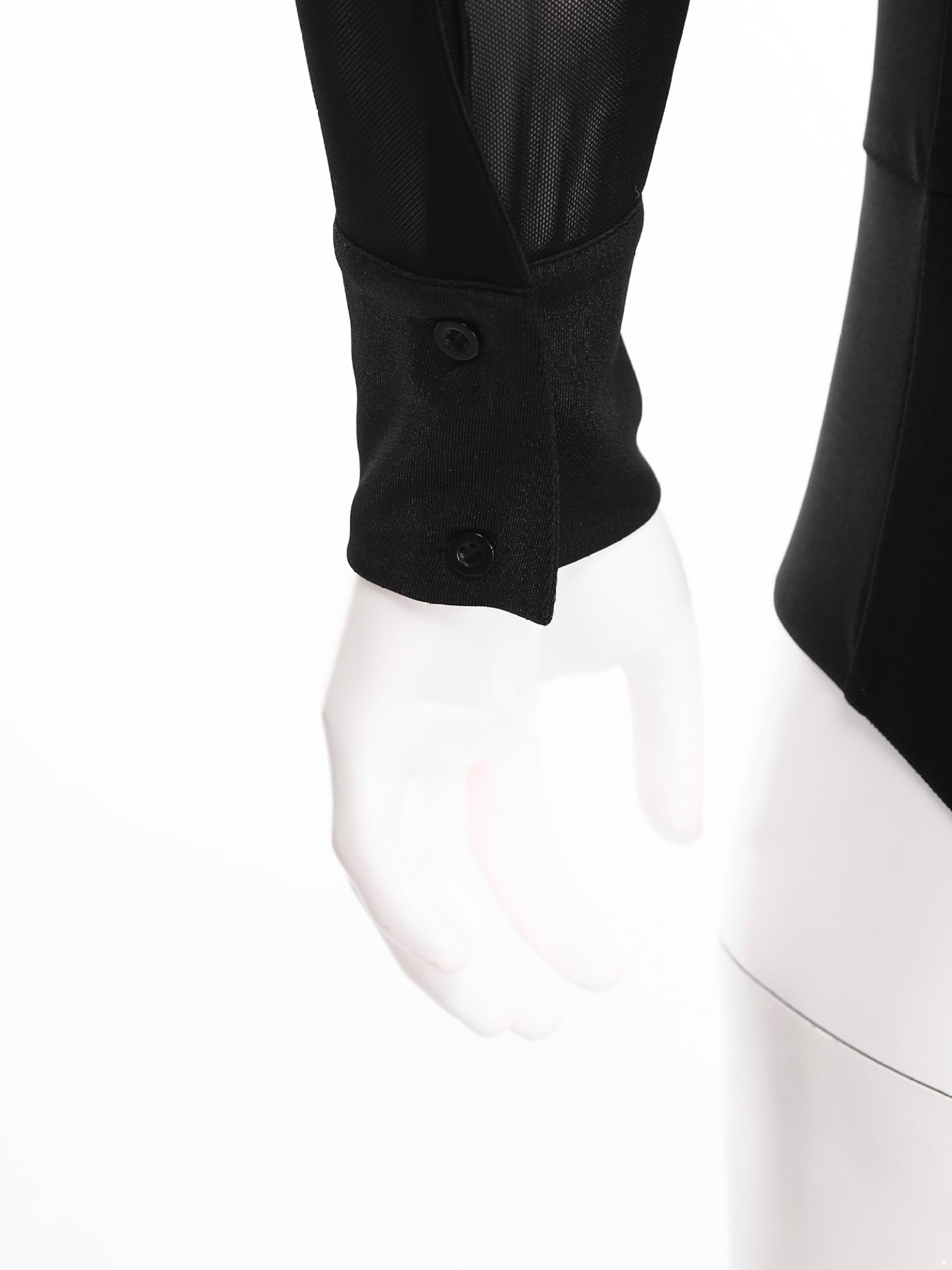 Camisa de baile latino para hombre, manga larga, cuello en V, retazos de malla brillante, body con diamantes de imitación estándar jazz salón de baile traje de leotardo