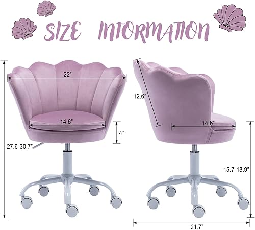 Miniatura 2 de Linda silla de escritorio para niños, silla de trabajo ajustable de terciopelo, silla giratoria de tocador, silla de computadora para dormitorio de