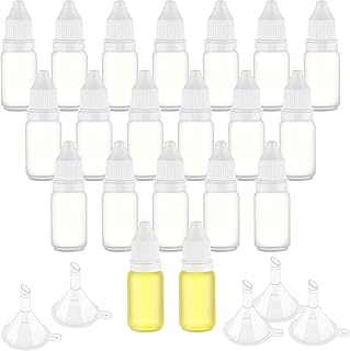 10 ML Plastic Dropper Bottle 20 Pcs Squeezable Reusable Eye Dropper Bottles with Screw Cap, Small Refillable Liquid Dropper Container to Store Ear Drops Lab Saline with 5 Funnel
