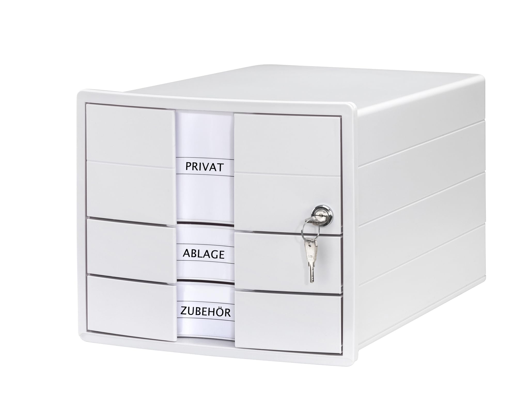 HAN IMPULS 2.0 Drawer Box Lockable with 3 Closed Drawers for DIN A4/C4 Including Labelling Labels, Document Box, Base with Pull-Out Lock, Furniture-Friendly Rubber Feet, 1018-12, White — image 1