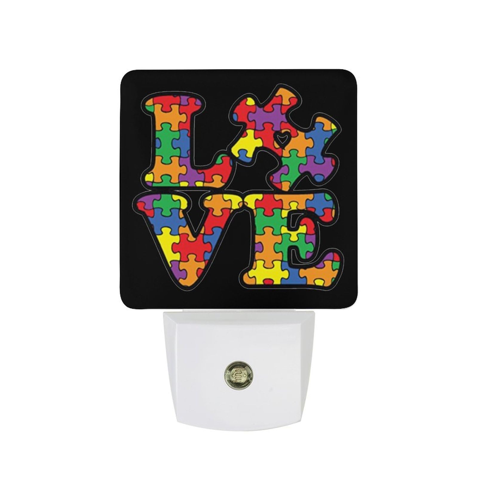 Nqrxadcrt Style Love Autism Awareness Puzzle Night Light Plug In Wall Lights Bedside Lamp Bedrooms Home Hallways Decoration