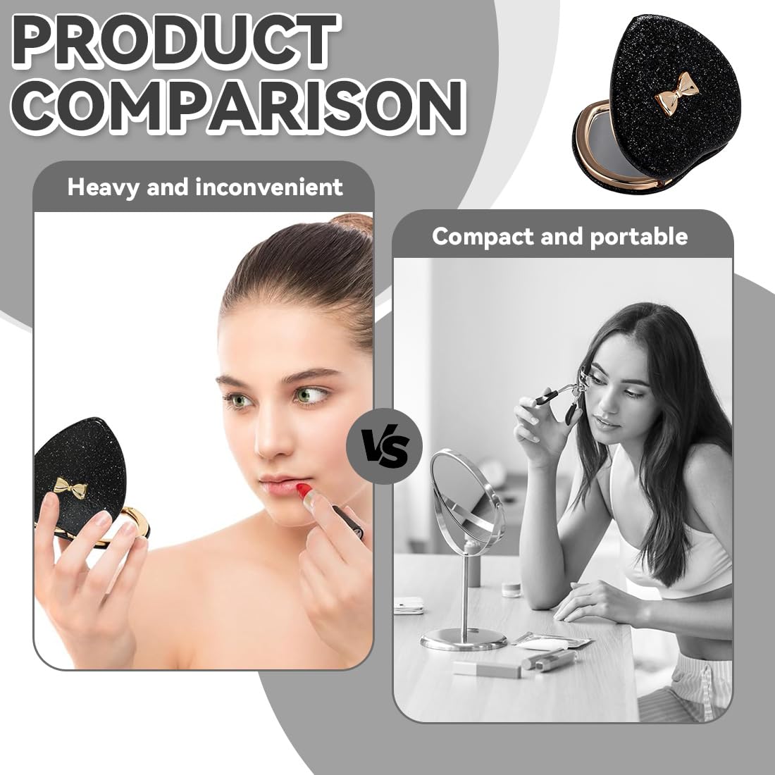IEBTWN 1 Pezzo Specchio Ingranditore, Specchietto Da Borsetta, Specchio Trucco Pieghevole, Specchio Trucco Con Ingrandimento, Specchio Adatto Come Regalo Per Le Donne