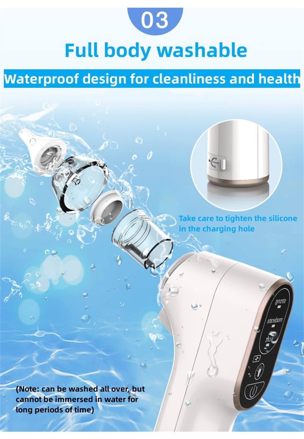 Aspirador Nasal de bebé Electric, 2 en 1 USB Baby Electric Nasal Aspirator con 3 velocidades Ajustables 4 boquillas de succión, para recién Nacidos y niños pequeños