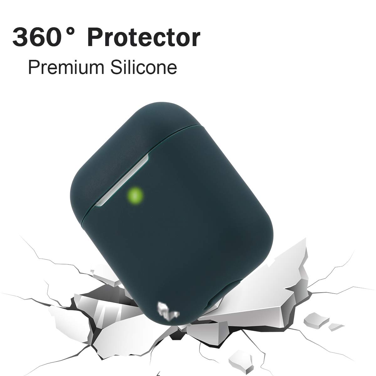 KOKOKA Silicona Compatible con AirPods 2, Fundas Protectora de Silicona para AirPods 2, LED Frontal Visible, Soporta Carga inalámbrica, sin Mosquetón, Dark Green - 3