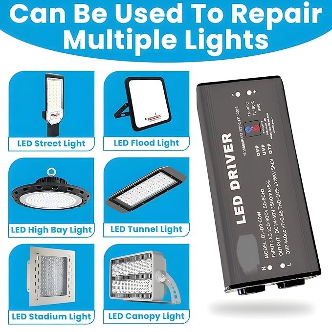 Image of 5 Quantity 50Watts 1500mA, LED Flood Light Driver, Input AC 100-300V, 50-60HZ, Output DC 24-40V, Used For Repair 50W 150W 200W 100W 400W Flood Lights (5)
