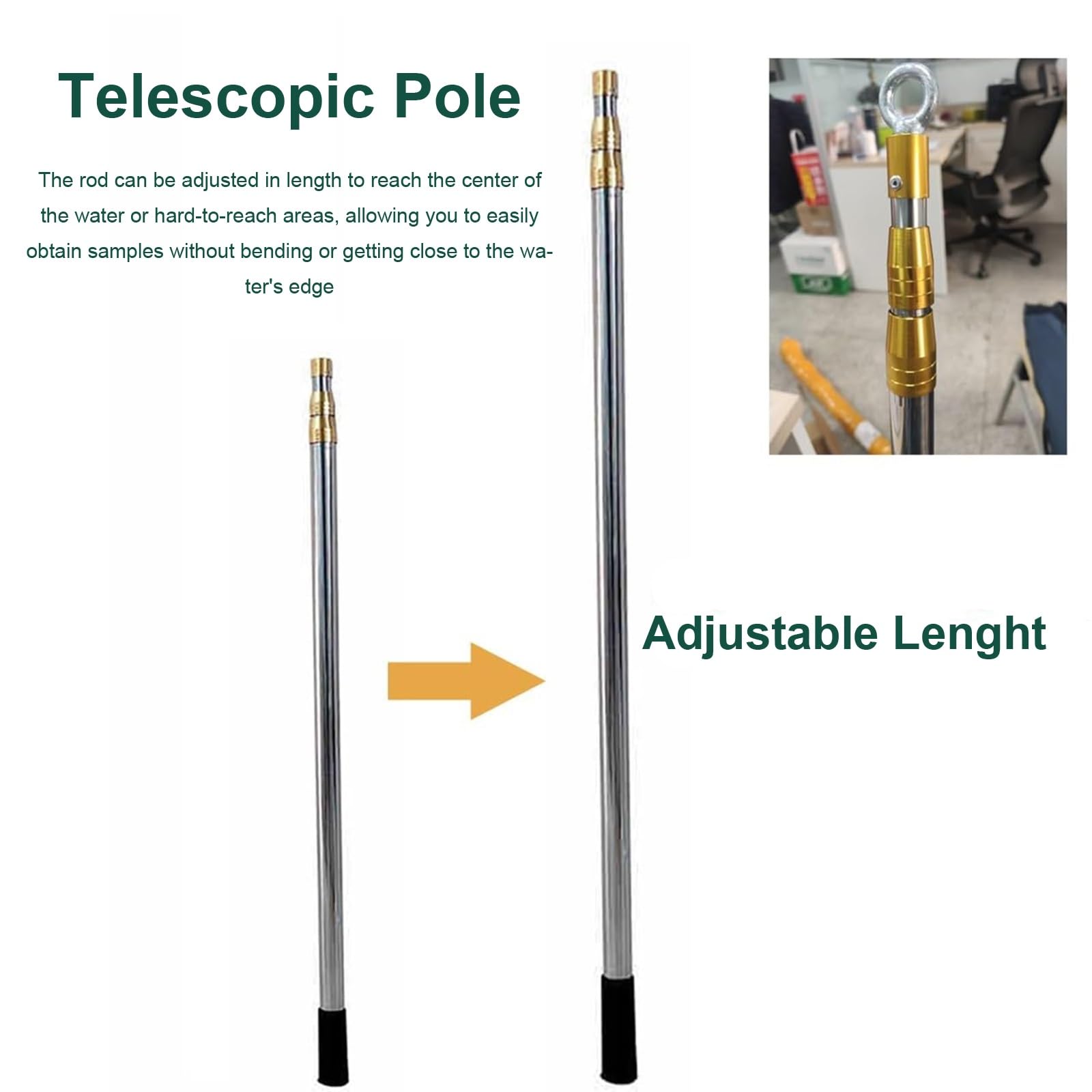 Muestreadores de laboratorio Red Para Recolección de Plancton con Varilla Telescópica Metálica, Apertura de 64μm Portátil Redes para Fitoplancton para Estanques / Océanos / Lagos / Ríos Muestreo(300cm
