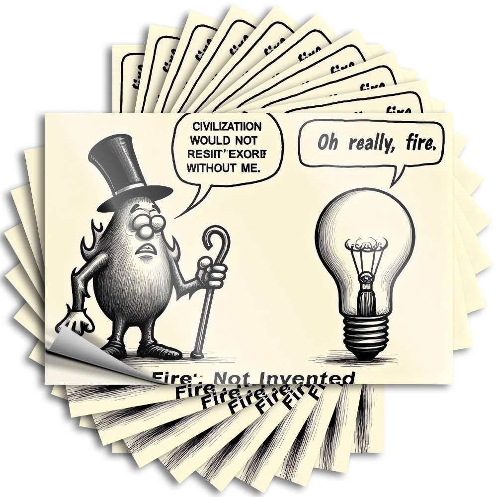 Fire: Not Invented By Man. Vintage Things DIY | Funky Funny Sticker Bumper Removable Vinyl Sticker Decal(8X12CM)
