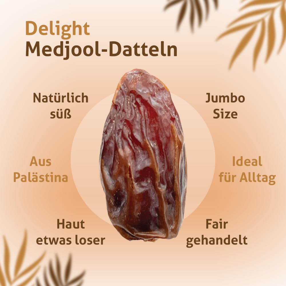 NABALI FAIRKOST Jumbo Medjool - Medjoul Datteln Delight Premium Qualität I 100% natürlich aromatisch frisch & vegan I Medjool Datteln ohne Konservierungsstoffe honigsüß & karamellig (5kg (1er Pack))