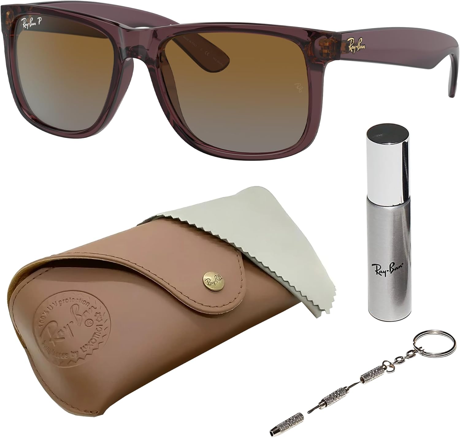 Ray-Ban RB4165 JUSTIN CLASSIC Square Shaped Sunglasses for Men & Women with Official RAYBAN Eyewear Kit