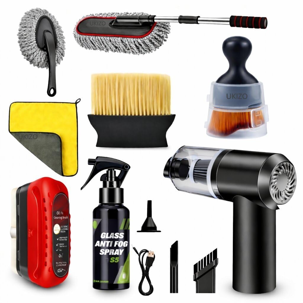 6 PCs Microfiber Car Duster with Long Handle Car Cleaning Brush Exterior & Interior Car Cleaning Cloth Car Ac Vent Cleaner Brush, Motorbike,SUVs Car Cleaning Full Kit (Medium)-image-21