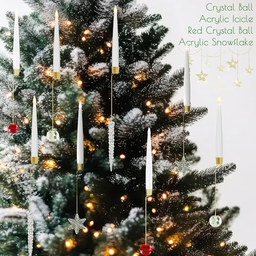 Image of JOIONE Flameless Christmas Tree Candles with Remote, 12 Pack Battery Operated LED Candles for Christmas Tree Flickering Flame for Xmas Indoor Decor - Clear Crystal Ball