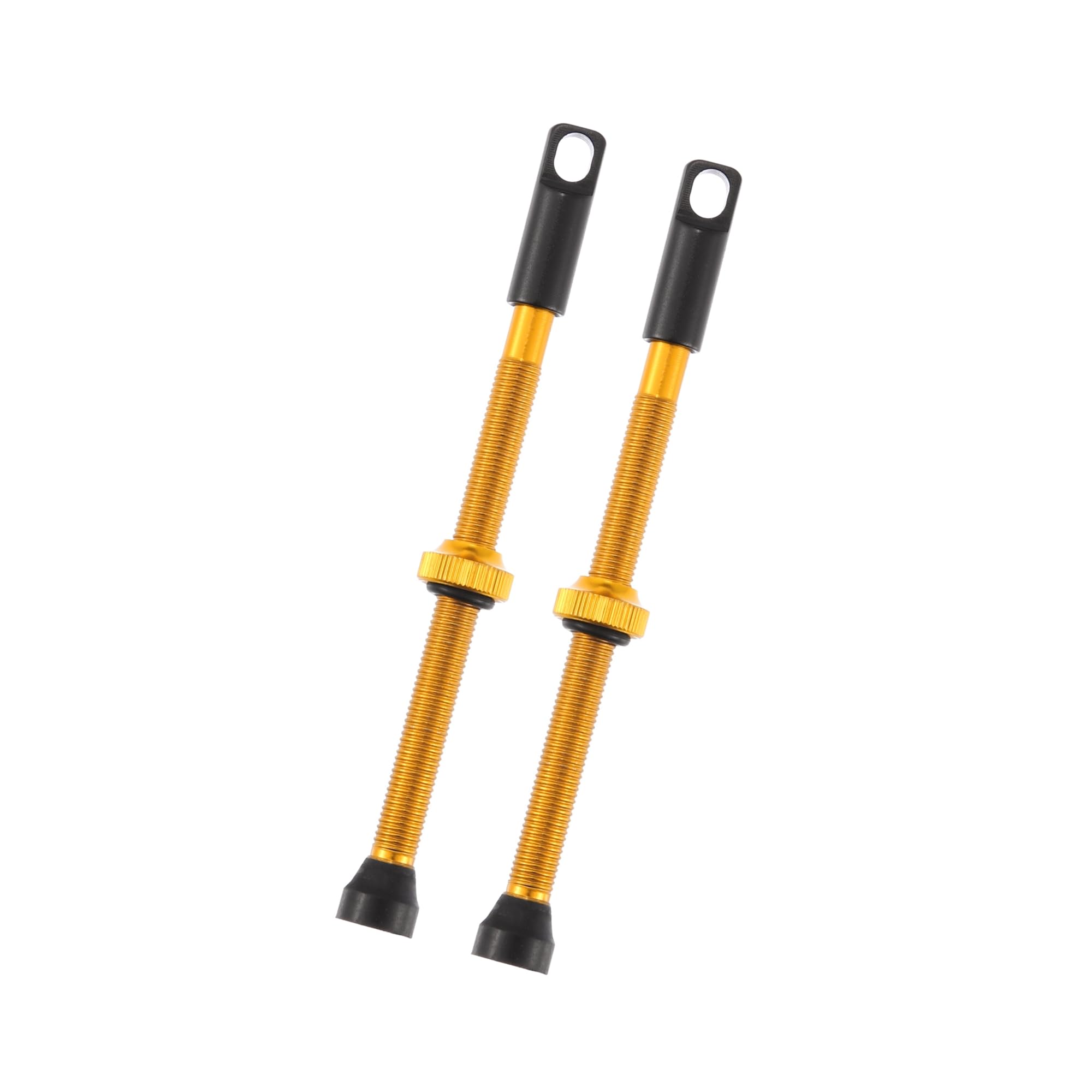 Hihaha 2pcs Aluminum Alloy 80mm Bike Tubeless Valve Stems Gold Tone Durable Material