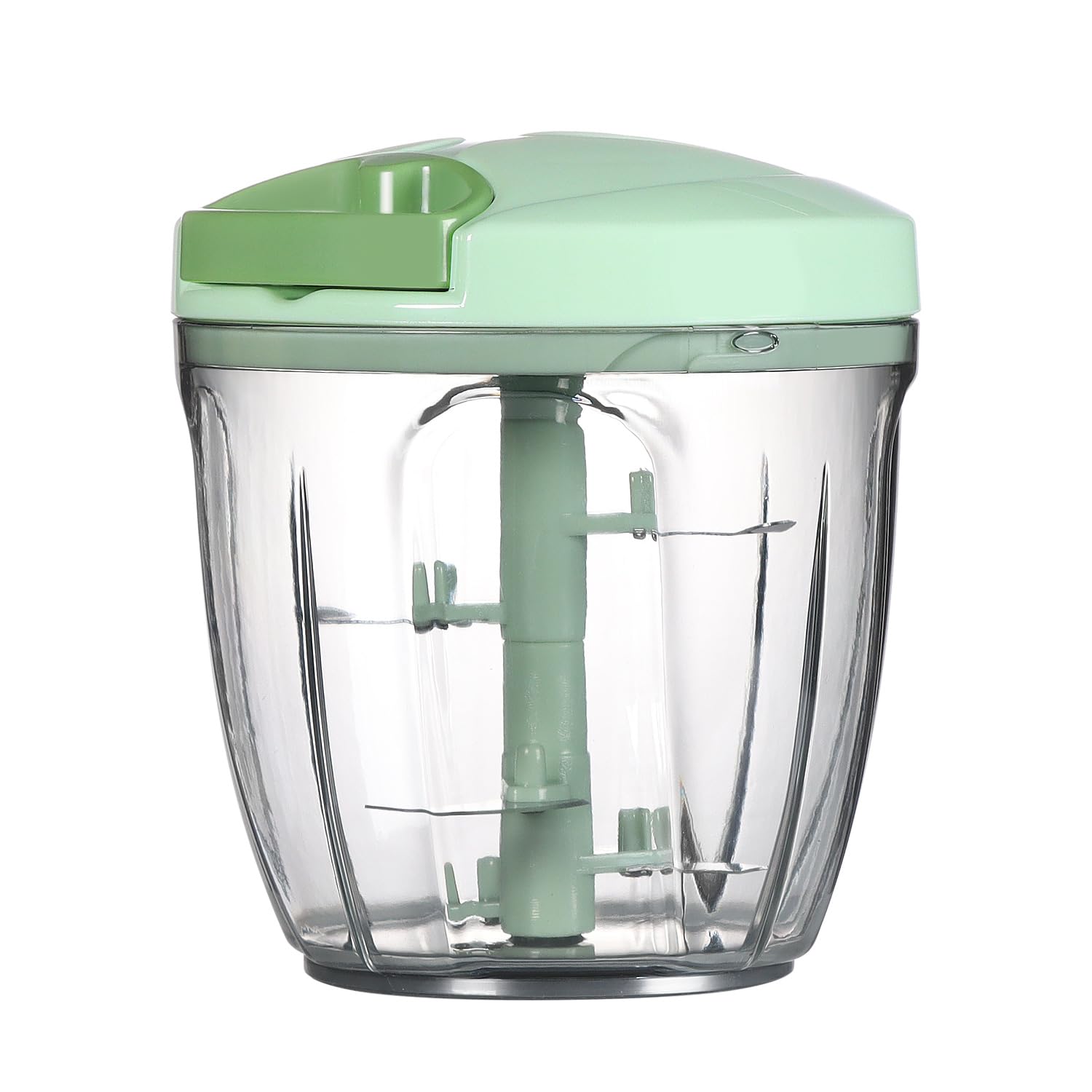 Ourokhome Manual Food Processor Vegetable Chopper, Portable Hand Pull String Garlic Mincer Onion Cutter for Veggies, Ginger, Fruits, Nuts, Herbs, etc., 900ml, Green