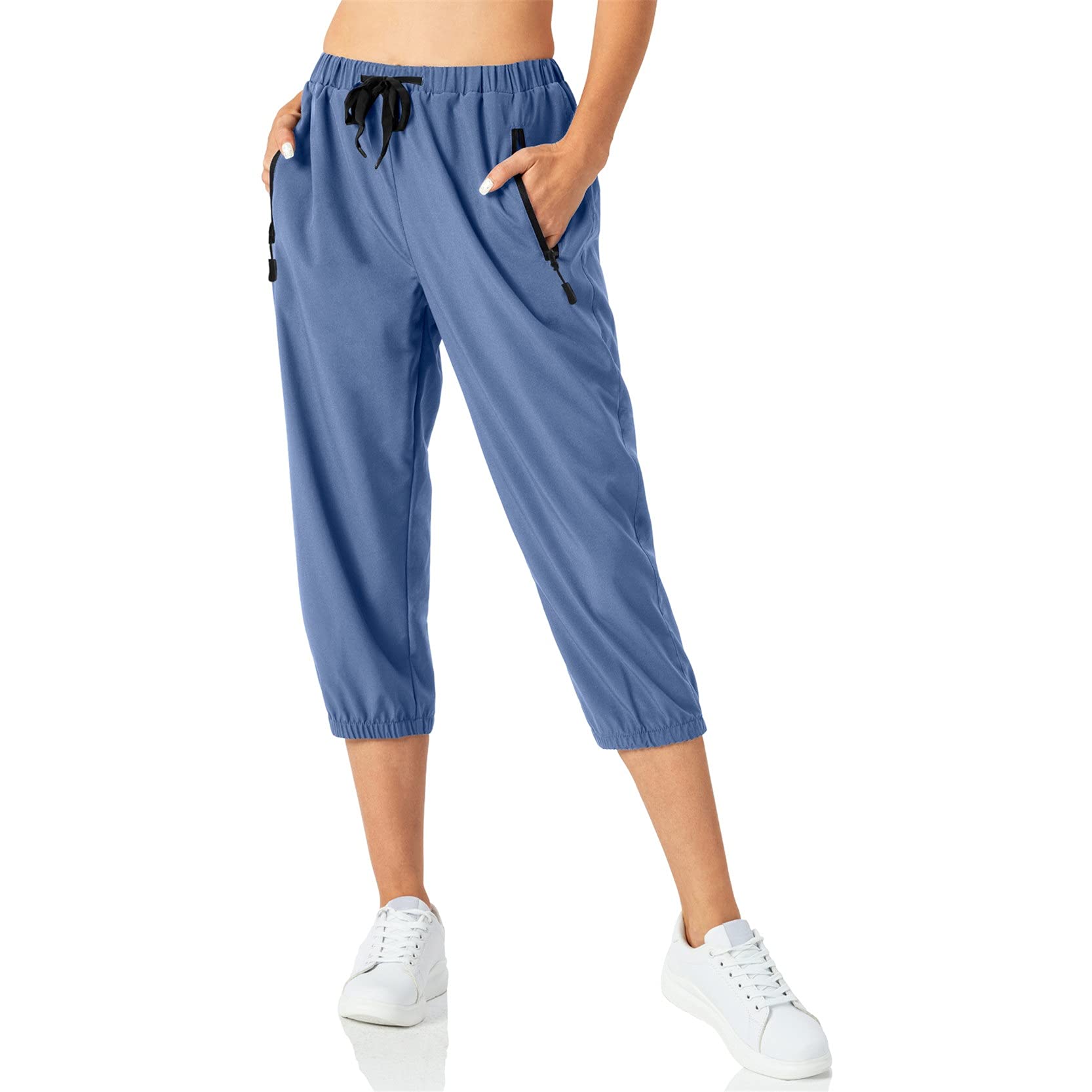 legginsy do uprawiania sportu, na siłownię, Damskie Cropped Yoga Spodnie Lato Baggy Casual 3/4 Długość Sporty Bieganie Spodnie Dress Dress Drawstring Capri Spodnie z kieszeniami rozciągliwe sportowe l