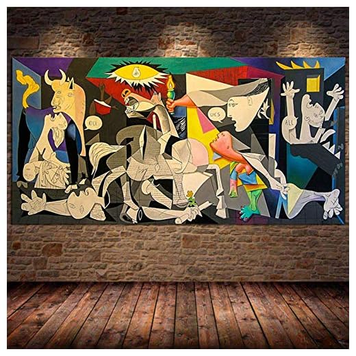 Yayun Art Guernica de Picasso, pinturas en lienzo, reproducciones, carteles e impresiones famosos, arte de pared, cuadros de Picasso para sala de estar, 75x150 cm sin marco