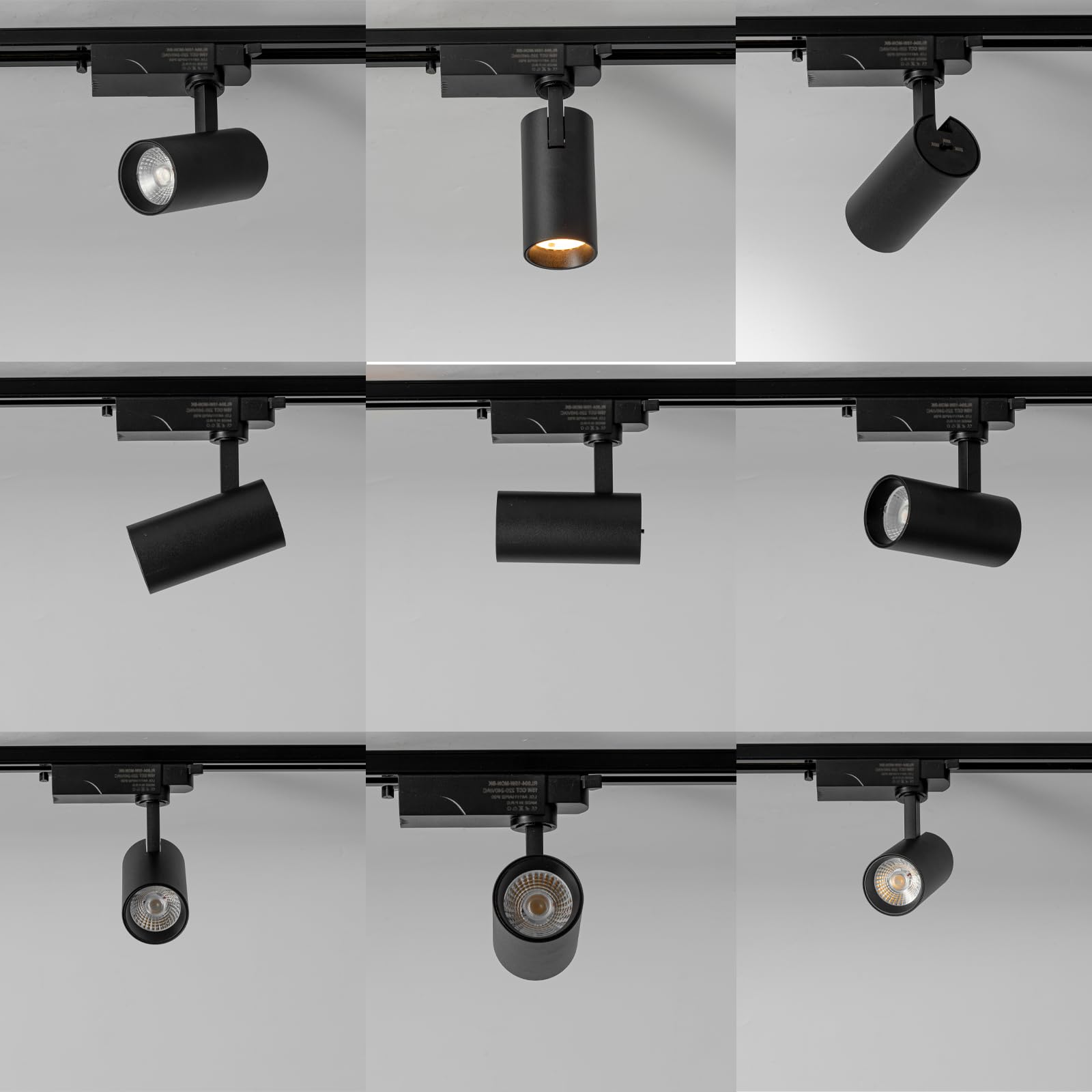 Alpinaluz Foco LED negro mate para carril monofásico 20W con CCT seleccionable 2700K-4000K-6000K, CRI90, 2000lm, apertura 40º y cabezal orientable para iluminación profesional IP20
