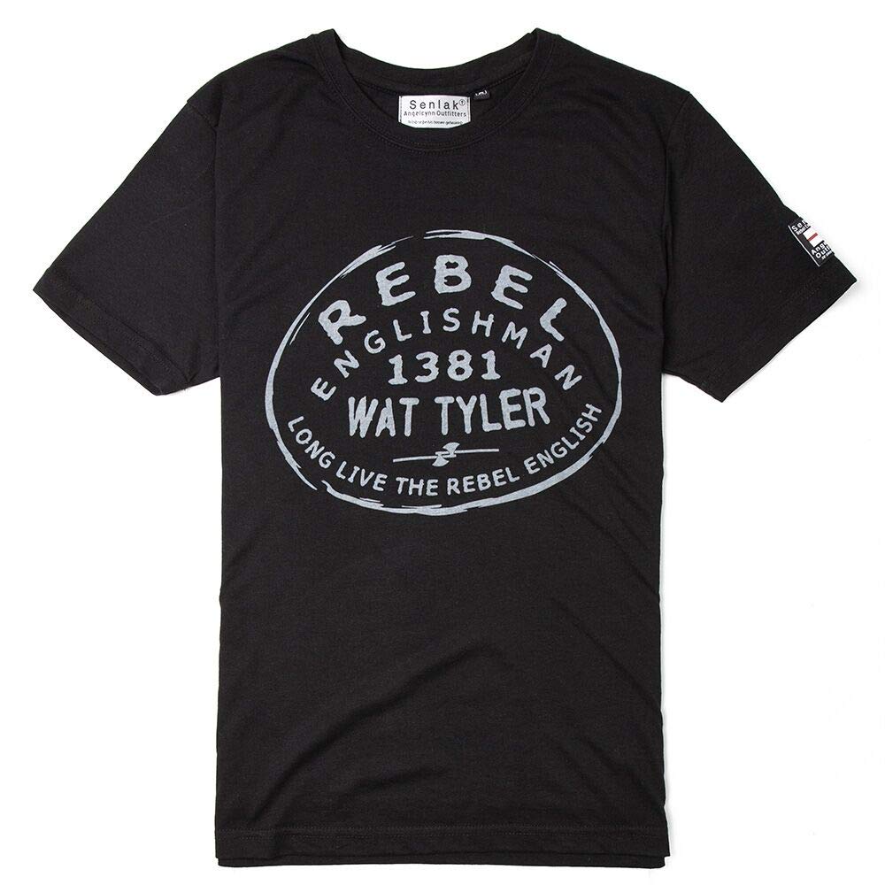 Senlak Rebel English Wat Tyler England T-Shirt (Black, XL)